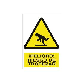 SEÑAL POLIESTIRENO 210X148MM. ¡PELIGRO! RIESGO DE TROPEZAR