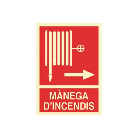 SEÑAL LUMINISCENTE 297X210MM. MÀNEGA DINCENDIS DRETA