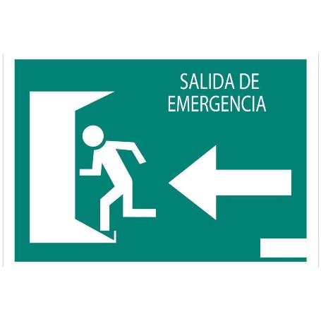 SEÑAL LUMINISCENTE 210X148MM. SALIDA EMERGENCIA IZQUIERDA TEXTO