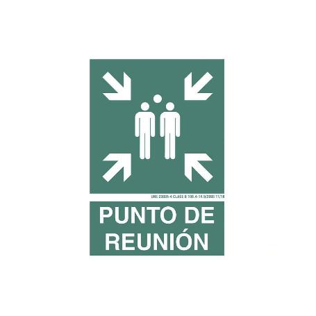 SEÑAL LUMINISCENTE 210X148MM. PUNTO DE REUNIÓN PICTOGRAMA + TEXTO