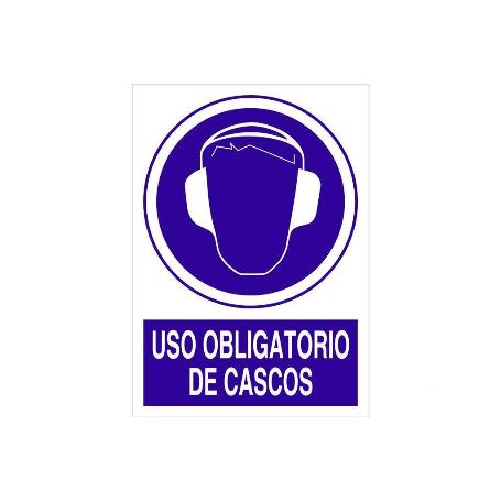 SEÑAL ADHESIVA 148X105MM. USO OBLIGATORIO DE CASCOS