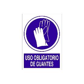 SEÑAL POLIESTIRENO  420X297MM. USO OBLIGATORIO DE GUANTES