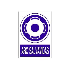 SEÑAL POLIESTIRENO 210X148MM ARO SALVAVIDAS | SEÑAL DE OBLIGACIÓN | TEXTO + PICTOGRAMA | MATERIAL: POLIPROPILENO