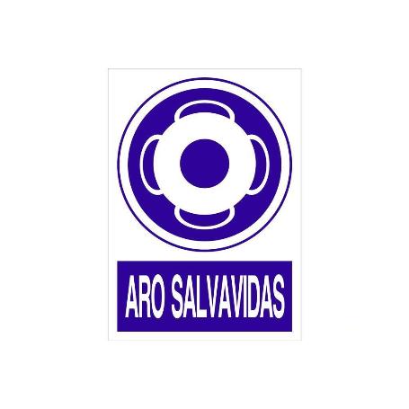 SEÑAL POLIESTIRENO 297X210MM ARO SALVAVIDAS | SEÑAL DE OBLIGACIÓN | TEXTO + PICTOGRAMA | MATERIAL: POLIPROPILENO