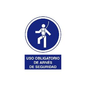 SEÑAL POLIESTIRENO  210X148MM SEÑAL USO OBLIGATORIO DE ARNÉS DE SEGURIDAD CON TEXTO