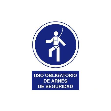 SEÑAL POLIESTIRENO 420X297 MM SEÑAL USO OBLIGATORIO DE ARNÉS DE SEGURIDAD CON TEXTO
