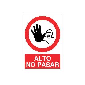 SEÑAL POLIESTIRENO 297X210 MM. ALTO NO PASAR