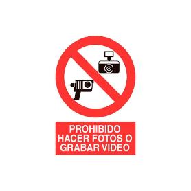 SEÑAL POLIESTIRENO 420X297MM. PROHIBIDO FOTOS Y VIDEO