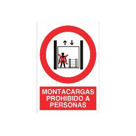 SEÑAL POLIESTIRENO 148X105MM MONTACARGAS PROHIBIDO A PERSONAS
