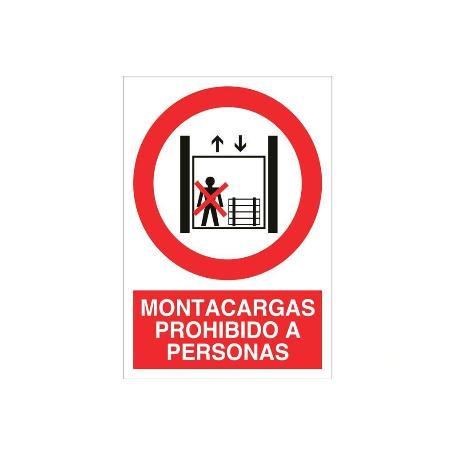 SEÑAL POLIESTIRENO 148X105MM MONTACARGAS PROHIBIDO A PERSONAS