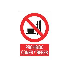 SEÑAL POLIESTIRENO 297X210 MM. PROHIBIDO COMER Y BEBER. EL DISEÑO DE LA SEÑAL PUEDE VARIAR, PERO EN NINGÚN CASO SE 