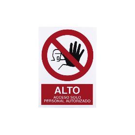 SEÑAL POLIESTIRENO 297X210MM ALTO ACCESO SOLO PERSONAL AUTORIZADO. EL DISEÑO DE LA SEÑAL PUEDE VARIAR, PERO EN NING