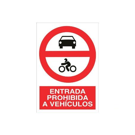 SEÑAL POLIESTIRENO 420X297MM. PROHIBIDO ENTRADA A VEHÍCULOS. EL DISEÑO DE LA SEÑAL PUEDE VARIAR, PERO EN NINGÚN CAS