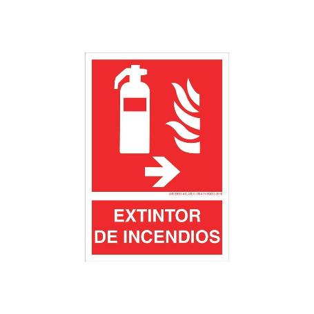 SEÑAL LUMINISCENTE 210X148MM. EXTINTOR DE INCENDIOS PICTOGRAMA + TEXTO