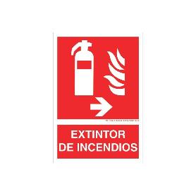 SEÑAL LUMINISCENTE 420X297MM. EXTINTOR DE INCENDIOS PICTOGRAMA + TEXTO