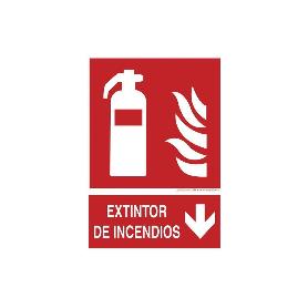 SEÑAL LUMINISCENTE 297X210MM. EXTINTOR DE INCENDIOS PICTOGRAMA + TEXTO