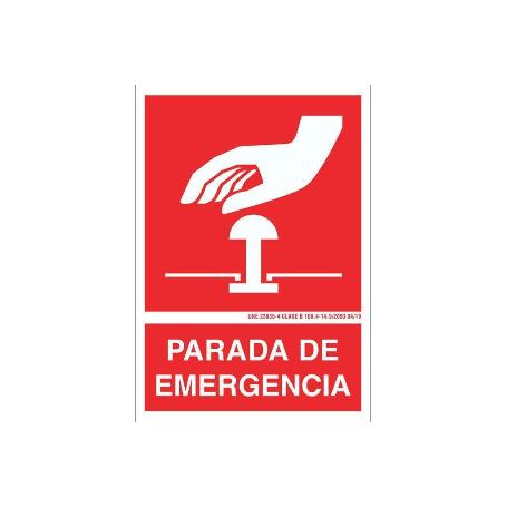 SEÑAL LUMINISCENTE 148X105MM. PARADA DE EMERGENCIA PICTOGRAMA + TEXTO
