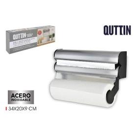 DISPENSADOR TRIPLE PAPEL ALUMINIO - PAPEL DE COCINA - FILM EN ACERO INOXIDABLE QUTTIN