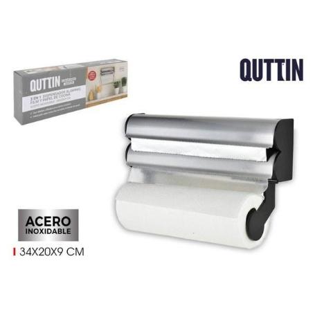 DISPENSADOR TRIPLE PAPEL ALUMINIO - PAPEL DE COCINA - FILM EN ACERO INOXIDABLE QUTTIN