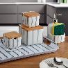 SALERO PORCELANA PEQUEÑO LINES GRIS 8.8X8.8X8.5 CM