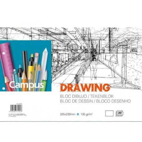 BLOC DE DIBUJO ARTISTICO LUXE A4 20 HOJAS 325X230 MM 135 GR CAMPUS - PAQUETE 5 UNIDADES