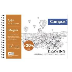 BLOC PARA DIBUJO CARBONCILLO CAMPUS A4 230X325 MM 24 HOJAS 125G - PAQUETE 5 UNIDADES