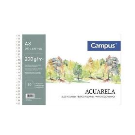 BLOC PARA DIBUJO ACUALERAS CAMPUS A3 297X420 MM 20 HOJAS CAMPUS - PAQUETE 5 UNIDADES