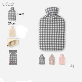 BOLSA DE AGUA CALIENTE 35X25 CMS CON FUNDA A CUADROS Y TAPON DE SEGURIDAD  KMTSTYLE