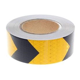 CINTA ADHESIVA REFLECTANTE FLECHA. VINILO. BRILLANTE. AMARILLO Y NEGRO. EN BOBINA. LONGITUD 33M - TARGET