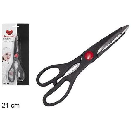 TIJERA DE COCINA MANGO NEGRO 21 CMS SUPERECONOMICA LOW COST ALESSANDRO