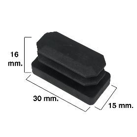 CONTERA RECTANGULAR NEGRA 15X30MM. BLISTER 4 PIEZAS.