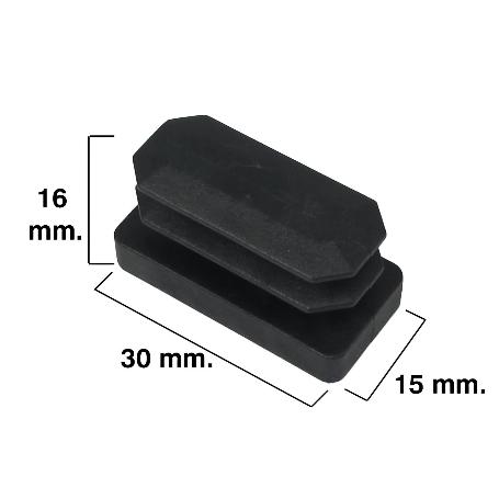 CONTERA RECTANGULAR NEGRA 15X30MM. BLISTER 4 PIEZAS.
