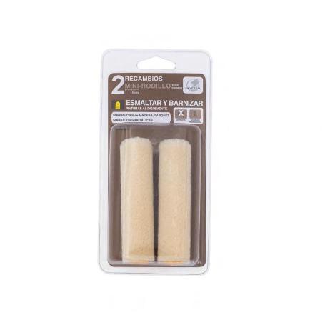 MINI-RODILLO VELOUR. ESPUMA Y FIBRA SINTÉTICA. PARA PINTURAS AL DISOLVENTE. BLÍSTER DE 2 UNIDADES. LONGITUD 6CM - B