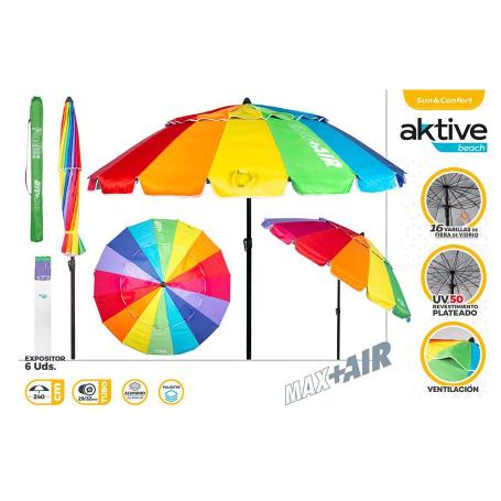 PARASOL 240 CM TUBO ALUMINIO 16 VARILLAS POLYESTER ANTI-UV