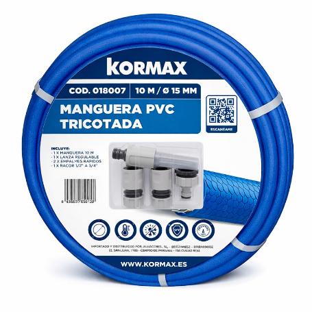 MANGUERA AZUL TRICOTADA 15 MM + ACCESORIOS
