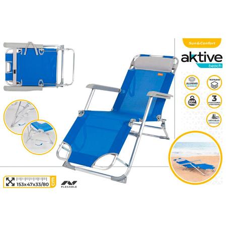 TUMBONA AZUL ALUMINIO RECLINABLE 153X47X33 CM