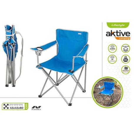 SILLA CAMPING PLEGABLE AZUL 45X45X80 CM