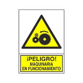 SEÑAL 393 ADHESIVA 105X74 ­PELIGRO! MAQUINARIA EN FUNCIONAMIENTO