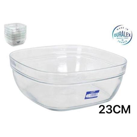 23 CMS ENSALADERA CUADRADA APILABLE LYS 3000 CC CRISTAL DURALEX - PAQUETE 6 UNIDADES