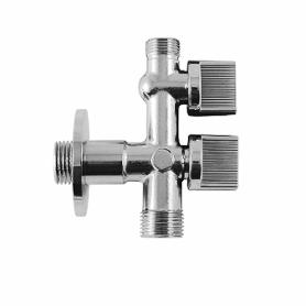 LLAVE DE ESCUADRA DOBLE SALIDA 3/4 Y 3/8. ENTRADA DE 1/2. LLAVE DE PASO DOBLE, LLAVE ANGULAR DOBLE, TOMA LAVADORA D