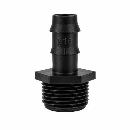 ENLACE UNION ROSCA MACHO 3/4 A TOMA PARA TUBERIAS GOTEO Ø 16 MM. (BOLSA 100 PZS) RIEGO POR GOTEO, MICROASPERSIÓN, N