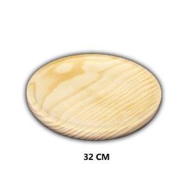 32 CMS PLATO DE MADERA NATURAL PARA PULPO A FEIRA,PIZZA- PAQUETE 6 UNIDADES