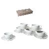 ESTUCHE 6 TAZAS DESAYUNO PORCELANA BLANCA VINTAGE CON PLATO 16 CMS MODELO EGAN