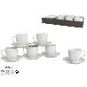 JUEGO 6 TAZAS CAFE CON LECHE CON PLATO 180 ML.  PORCELANA BLANCA VINTAGE  MODELO TARCK