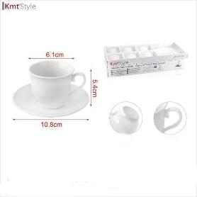 ESTUCHE 6 TAZAS CAFE CORTADO VINTAGE CON 6 PLATOS SIMILAR ARCOPAL BLANCO KMTSTYLE