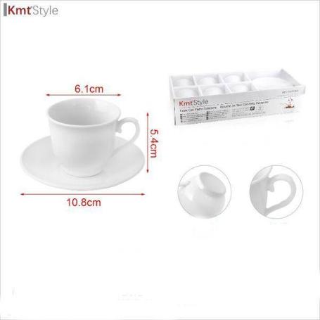 ESTUCHE 6 TAZAS CAFE CORTADO VINTAGE CON 6 PLATOS SIMILAR ARCOPAL BLANCO KMTSTYLE