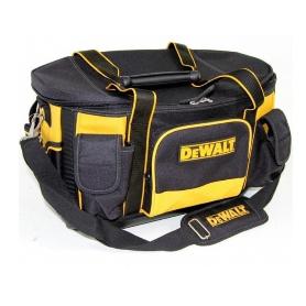 BOLSA PORTAHERRAMIENTAS SOFT 50X33X31. POLIÉSTER O NYLON. NEGRO Y AMARILLO. CREMALLERA SUPERIOR. CORREA DE HOMBRO. 
