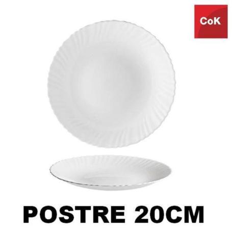 20 CMS PLATO POSTRE ECONOMICO  SIMILAR ARCOPAL BLANCO MOD TITAN COK  - PAQUETE 6 UNIDADES