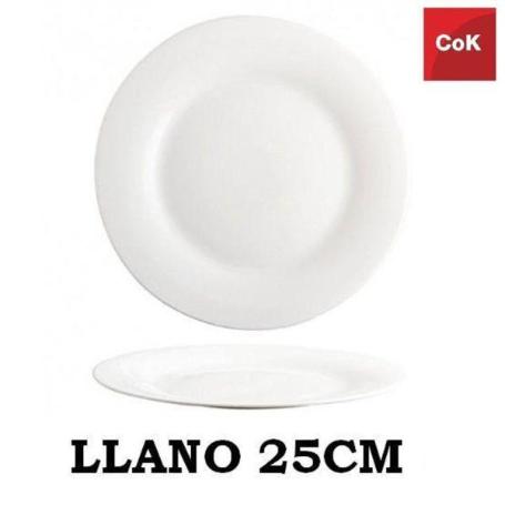 25 CMS ELBA PLATO LLANO SIMILAR ARCOPAL  BLANCO ECONOMICO COK - PAQUETE 6 UNIDADES
