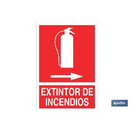 SEÑAL LUMINISCENTE 297X210MM. EXTINTOR DE INCENDIOS PICTOGRAMA + TEXTO